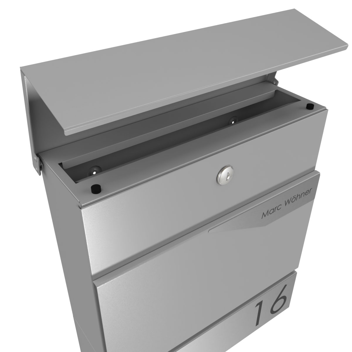 Standbriefkasten KANT mit Zeitungsfach -  Design Avantgarde 1 - RAL 9007 graualuminium