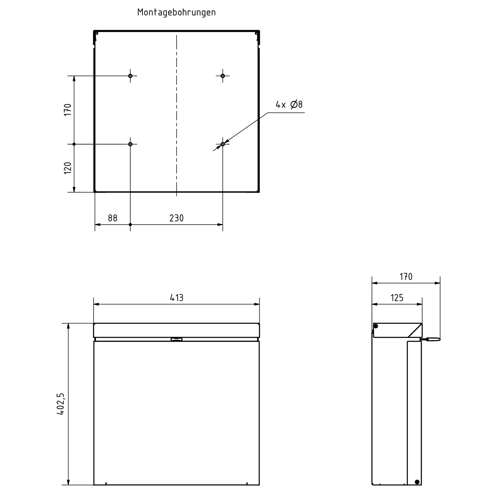 Design Briefkasten BRENTANO® - RAL 7016 anthrazitgrau