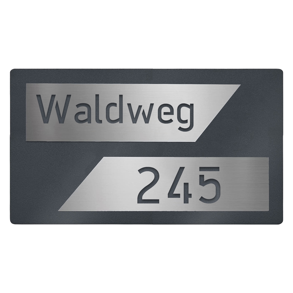 Edelstahl Hausnummer Schild 423A 395x225 - LaserCut Edition - RAL nach Wahl