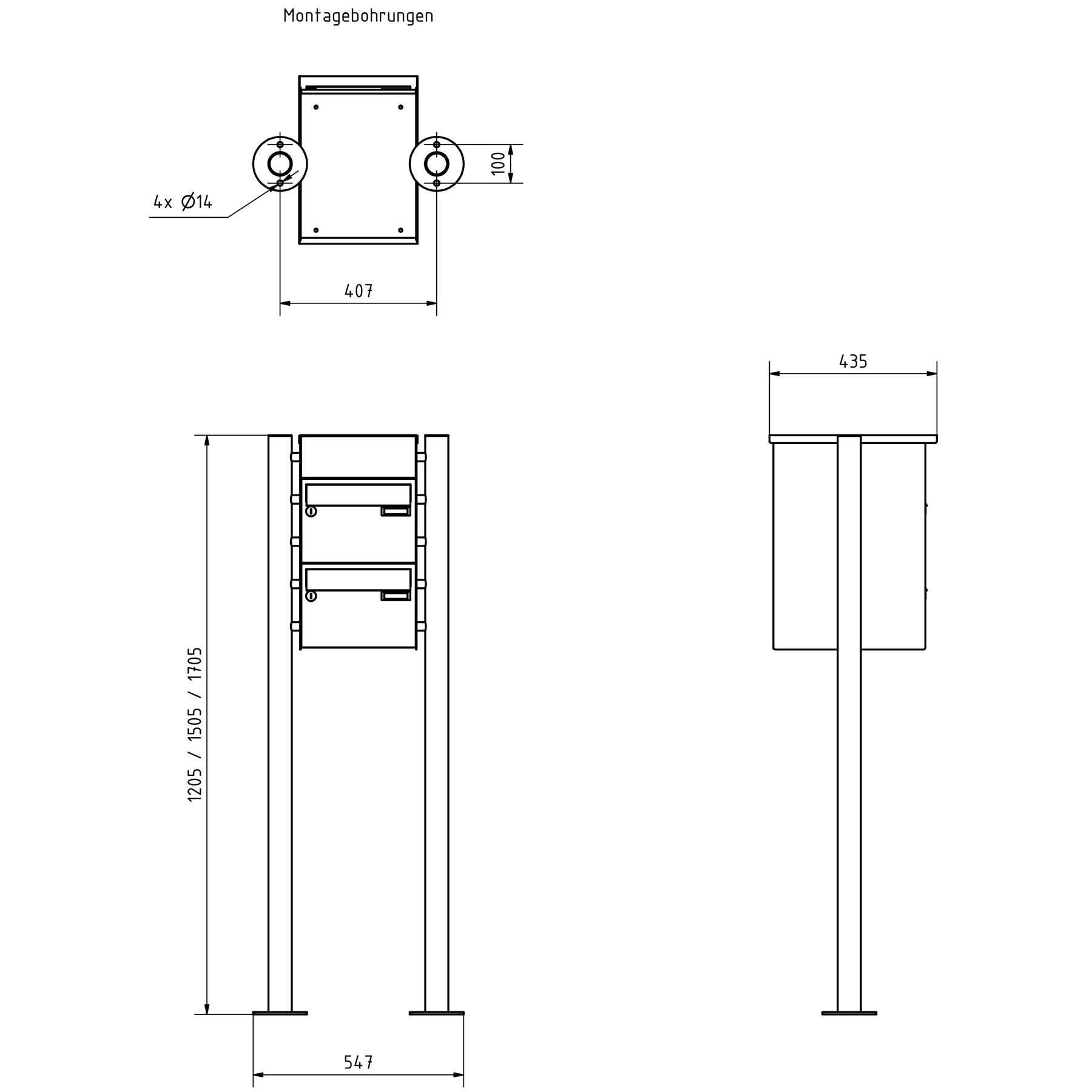 2er Standbriefkasten Design BASIC 385220 ST-R mit Klingelkasten - RAL 7016 anthrazitgrau