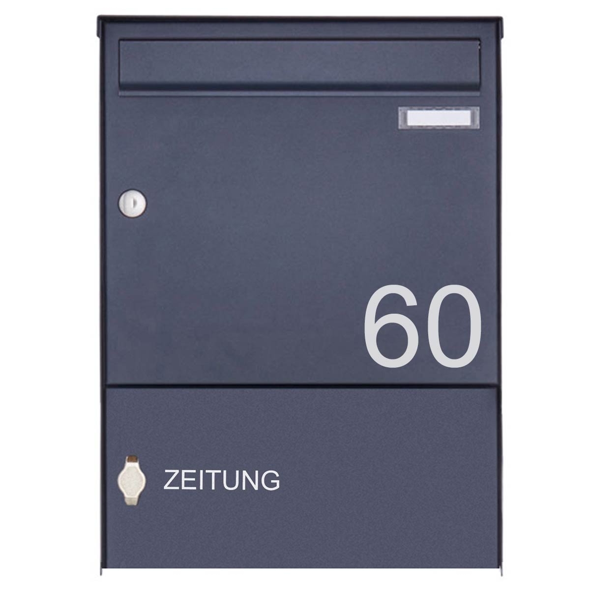 1er Edelstahl Aufputz Briefkasten Design BASIC Plus 382XA AP mit Zeitungsfach - RAL nach Wahl