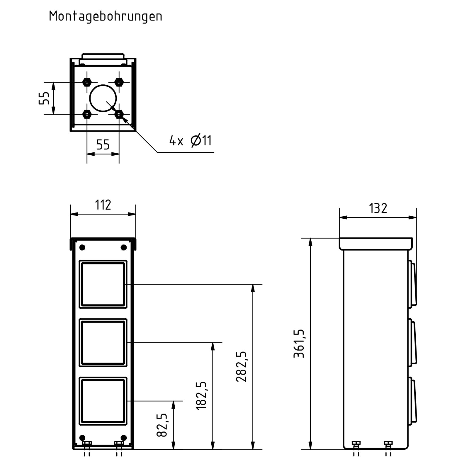 Steckdosensäule Energiesäule BASIC 372 zur Standmontage - Edelstahl V2A geschliffen