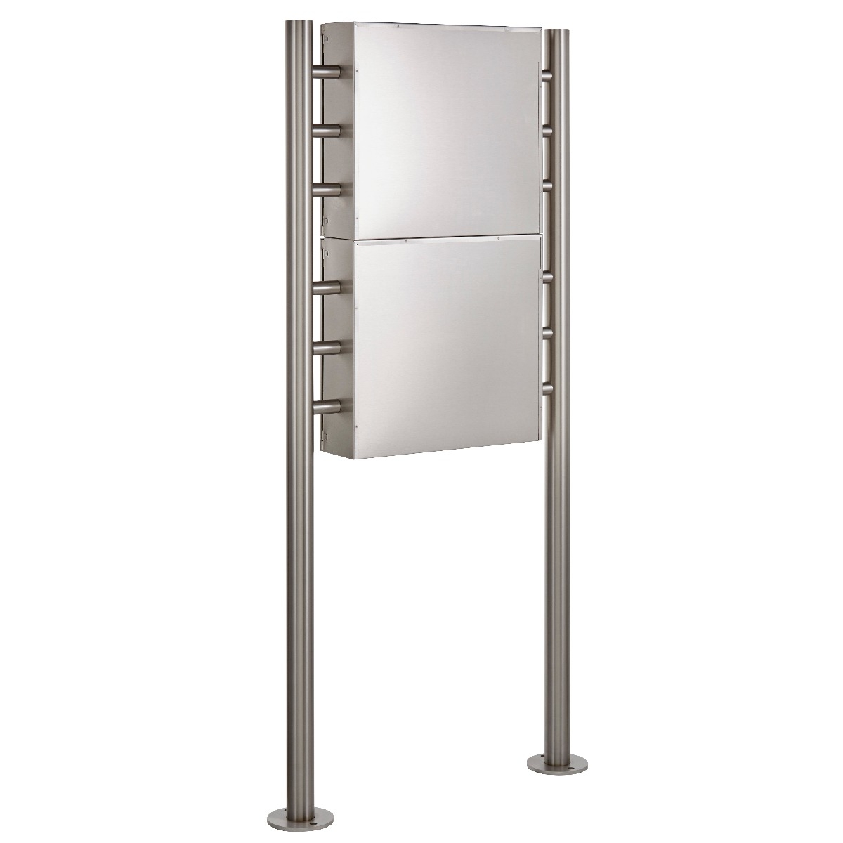 2er 2x1 Edelstahl Standbriefkasten Design BASIC 381 ST-R