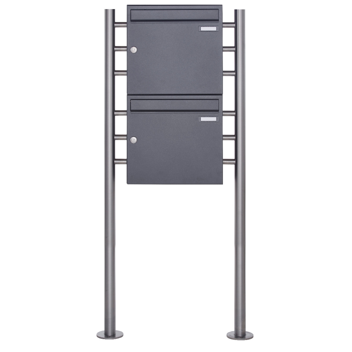 2er 2x1 Standbriefkasten Design BASIC 381-DB703 ST-R - DB703 eisenglimmer