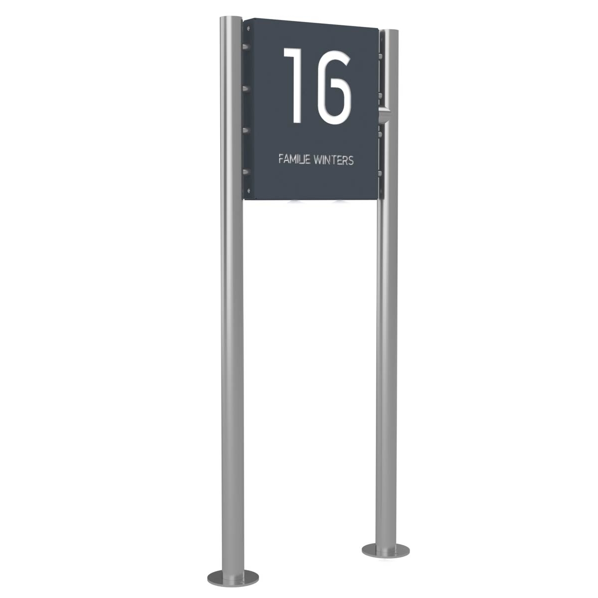 Schild freistehend BASIC 390BL - 400x480 - Hausnummer und Beschriftung beleuchtet