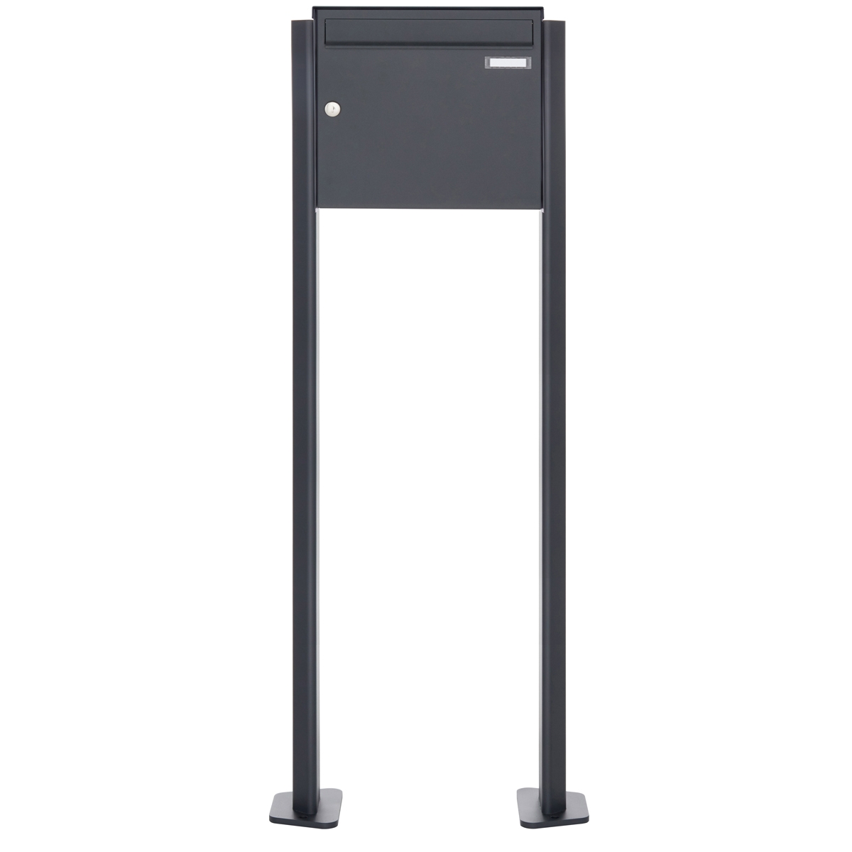 1er Edelstahl Standbriefkasten Design BASIC Plus 380X ST-T - RAL nach Wahl