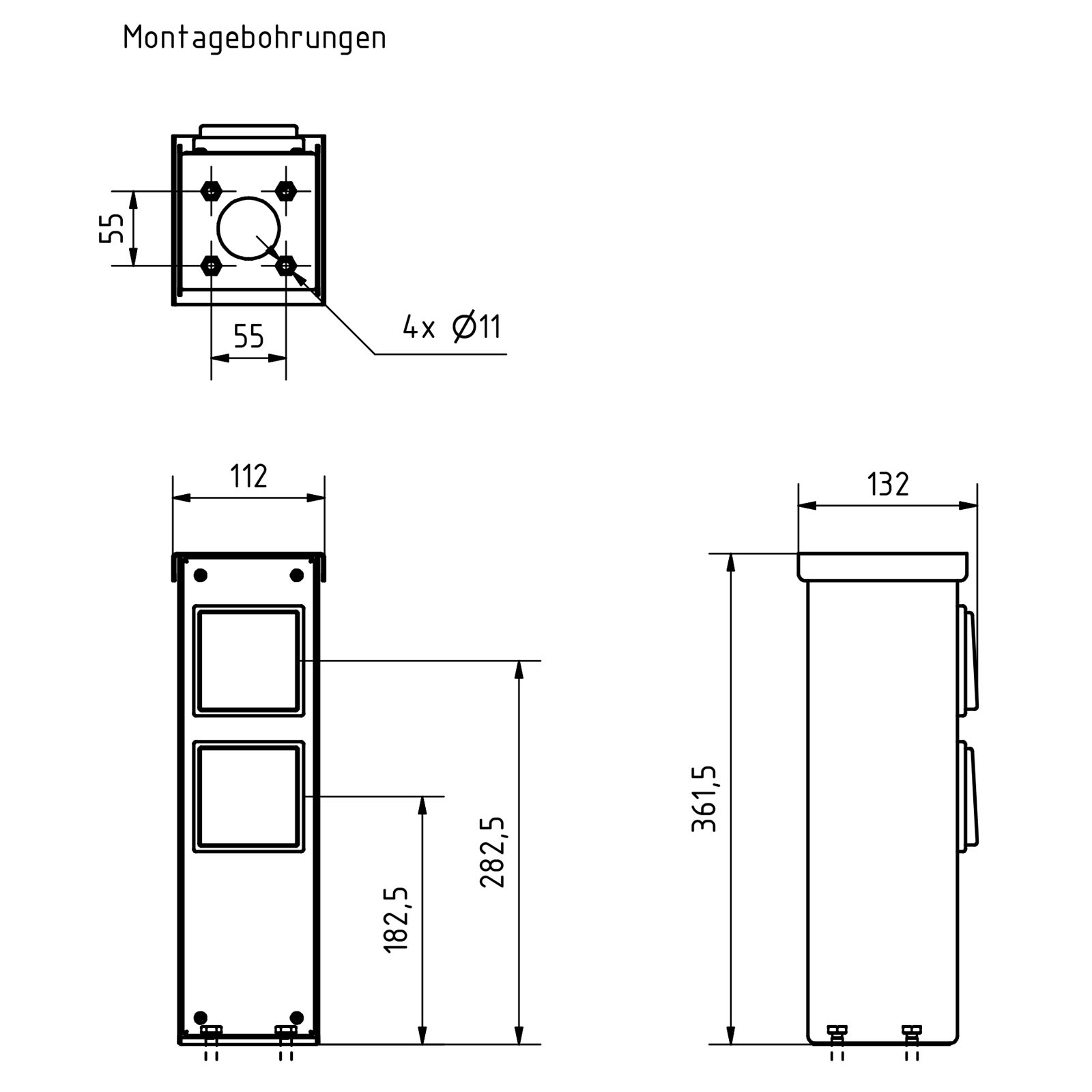 CEE Steckdosensäule BASIC 372 zur Standmontage - Edelstahl V2A geschliffen