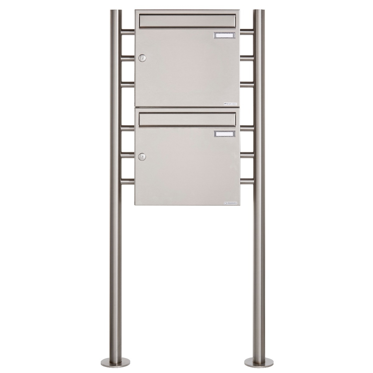 2er 2x1 Edelstahl Standbriefkasten Design BASIC 381 ST-R