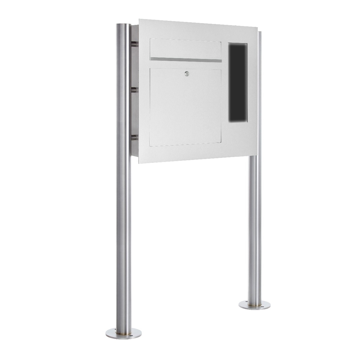 Edelstahl Standbriefkasten Designer Modell BIG ST-R - GIRA System 106 seitlich - 3-fach vorbereitet