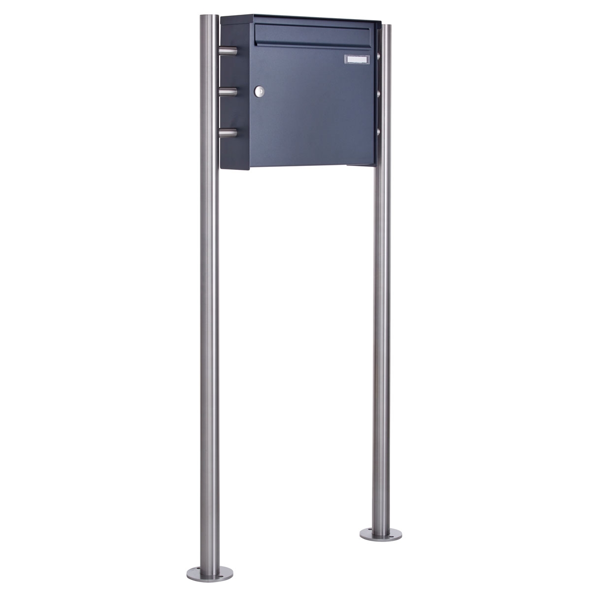 1er Edelstahl Standbriefkasten Design BASIC Plus 382X ST-R - RAL nach Wahl