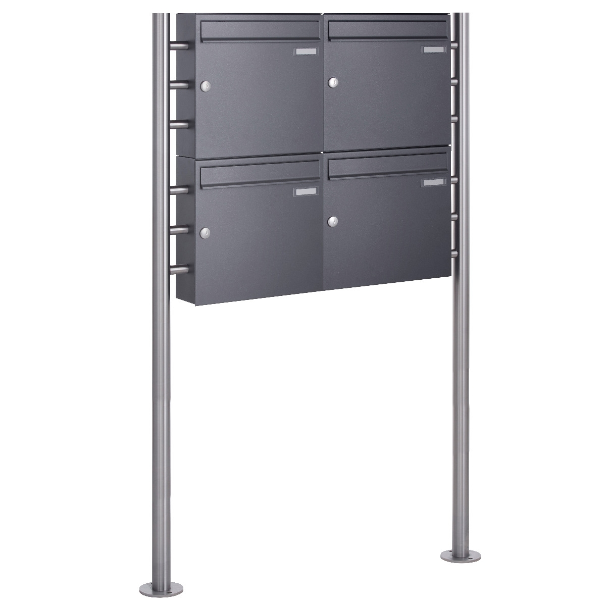 4er 2x2 Standbriefkasten Design BASIC 381 ST-R - DB703 eisenglimmer