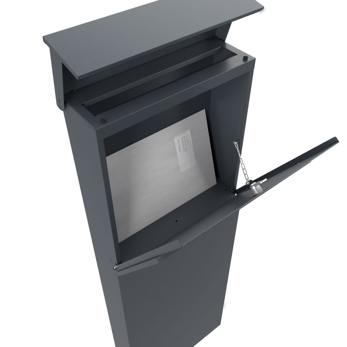 Standbriefkasten LESSING Edition mit Zeitungsfach - Design Elegance 1 - RAL 7016 anthrazitgrau