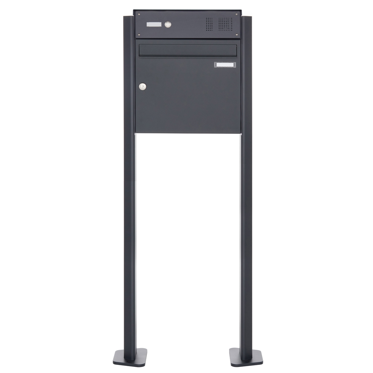 1er Standbriefkasten Design BASIC Plus 380X ST-T mit Klingelkasten - RAL nach Wahl