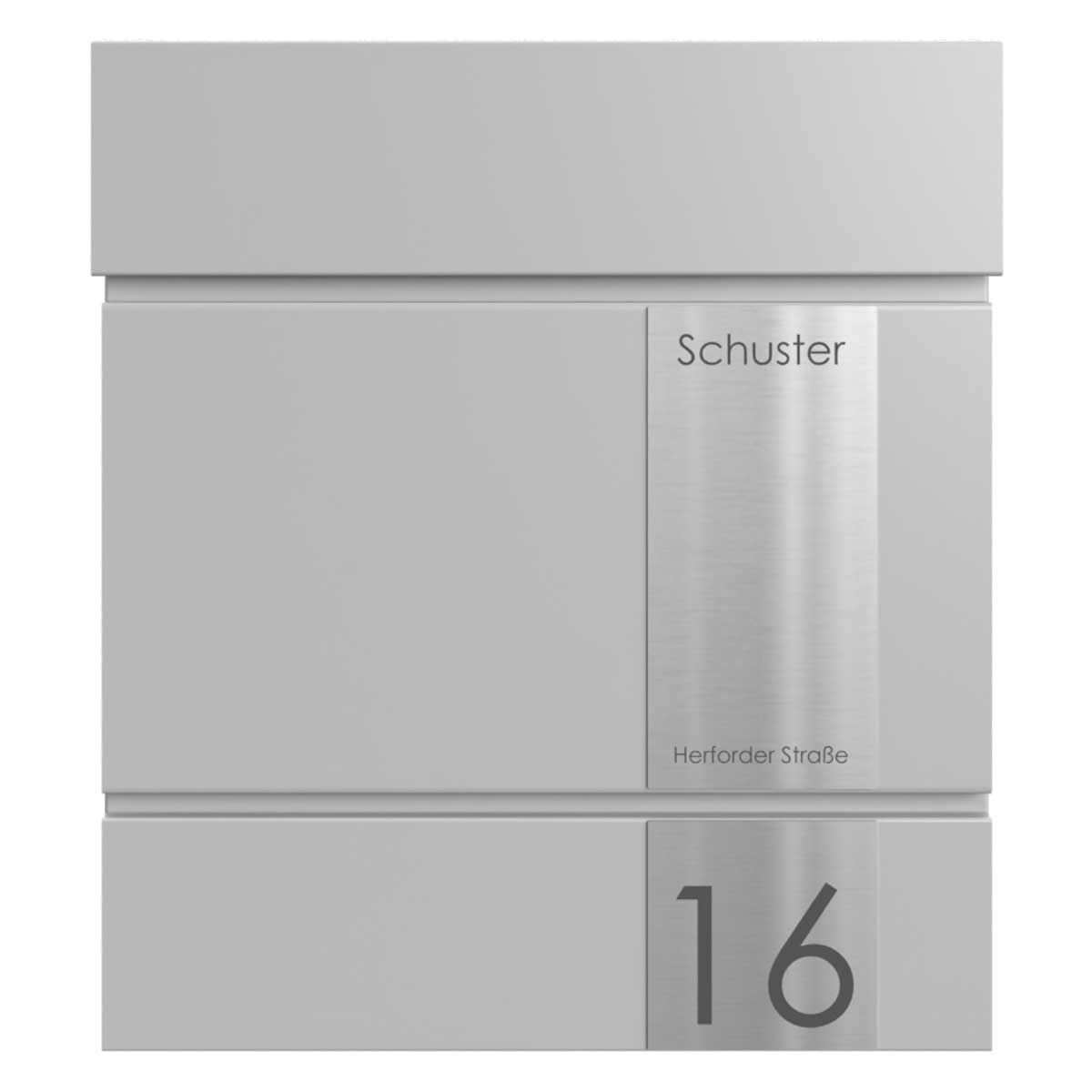 Briefkasten KANT mit Zeitungsfach - Design Elegance 5 - RAL 9007 graualuminium