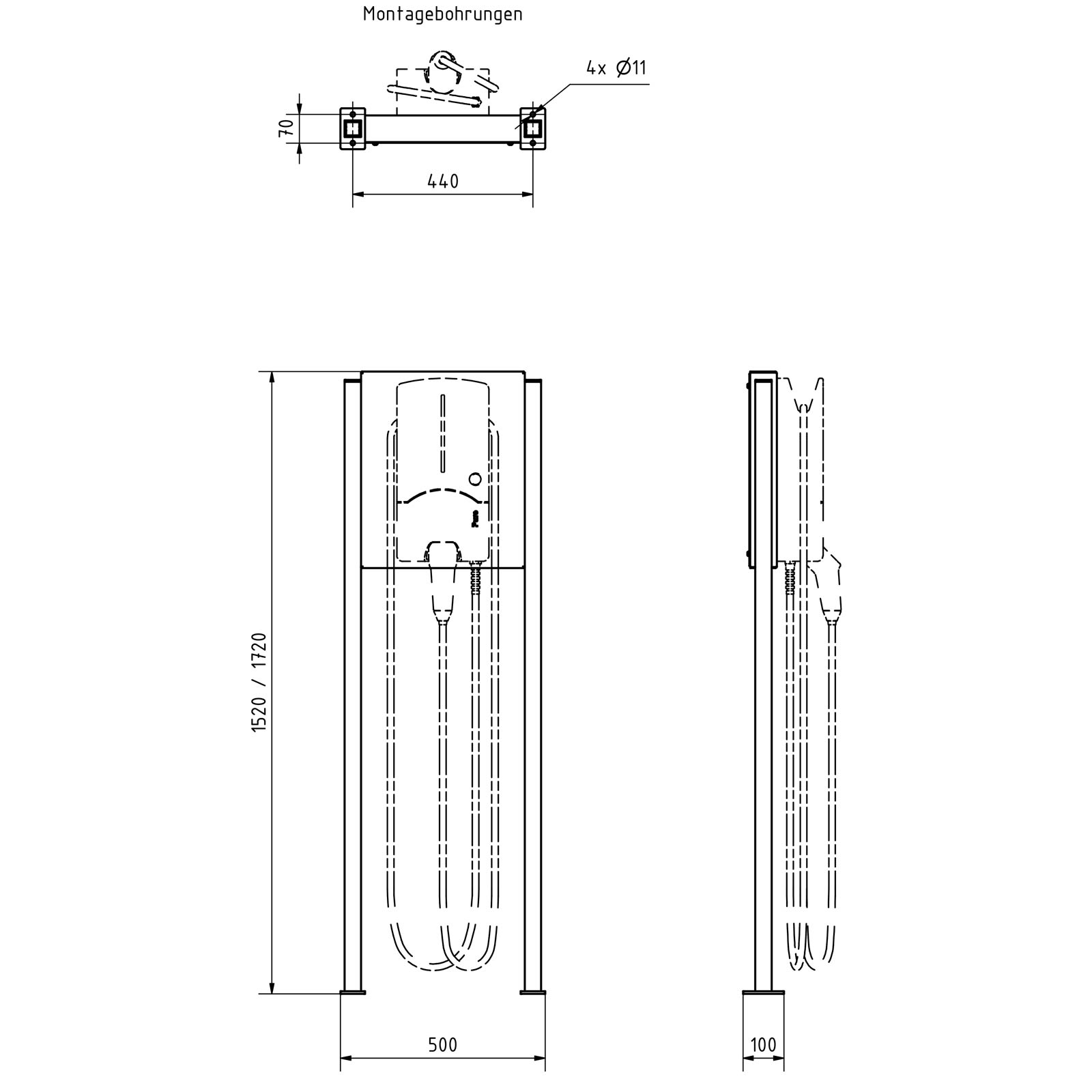 Edelstahl Standsäule BASIC 605 ST-Q - Wallbox vorbereitet - Edelstahl geschliffen