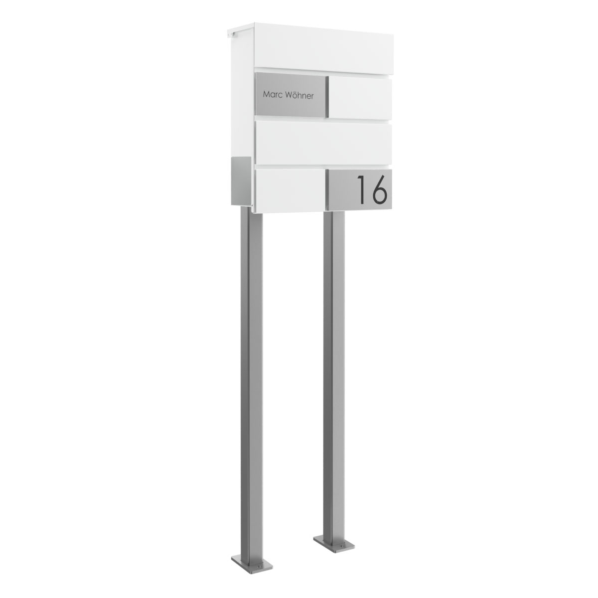 Standbriefkasten KANT Edition mit Zeitungsfach - Design Elegance 3 - RAL 9016 verkehrsweiß