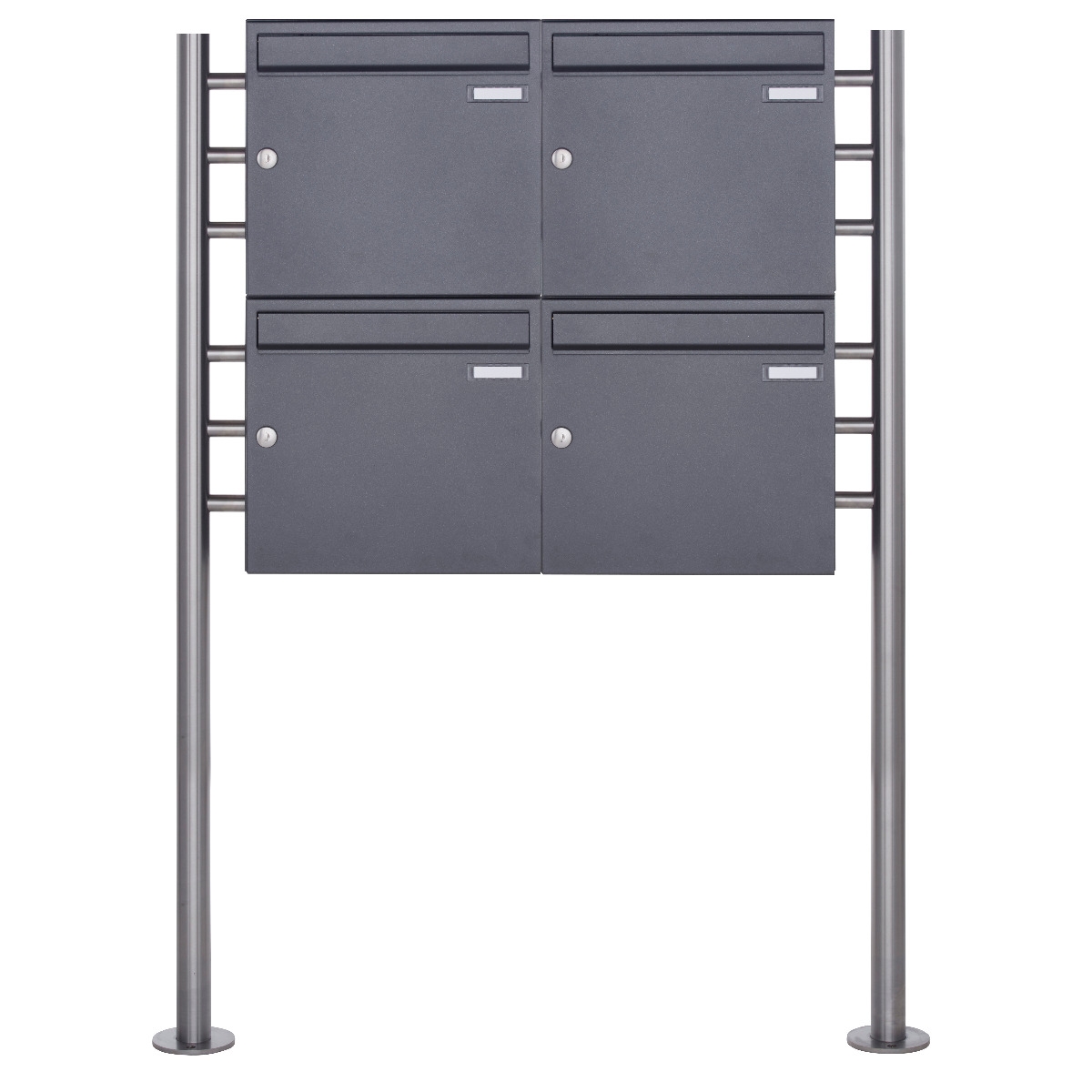 4er 2x2 Standbriefkasten Design BASIC 381 ST-R - DB703 eisenglimmer