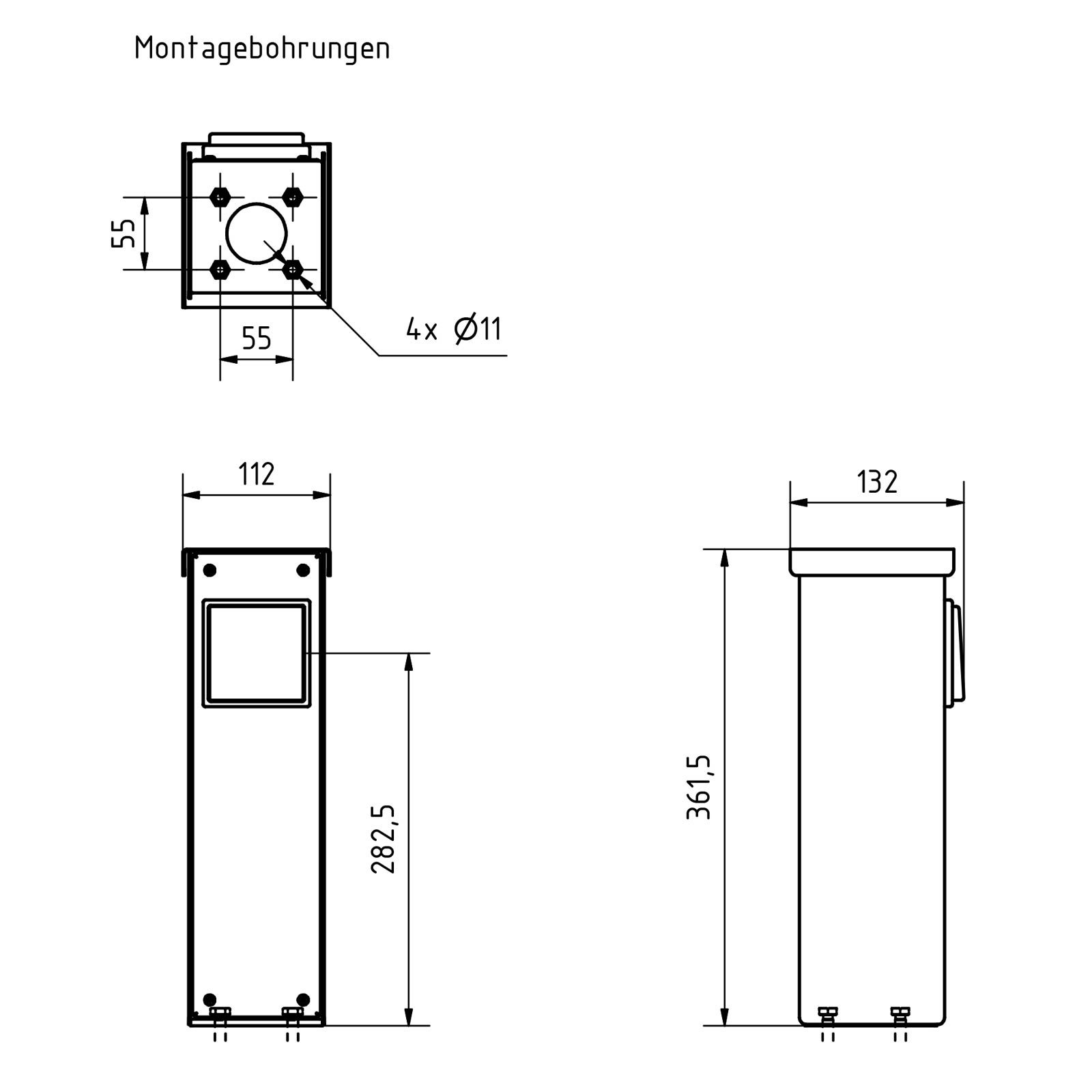 CEE Steckdosensäule BASIC 372 zur Standmontage - Edelstahl pulverbeschichtet