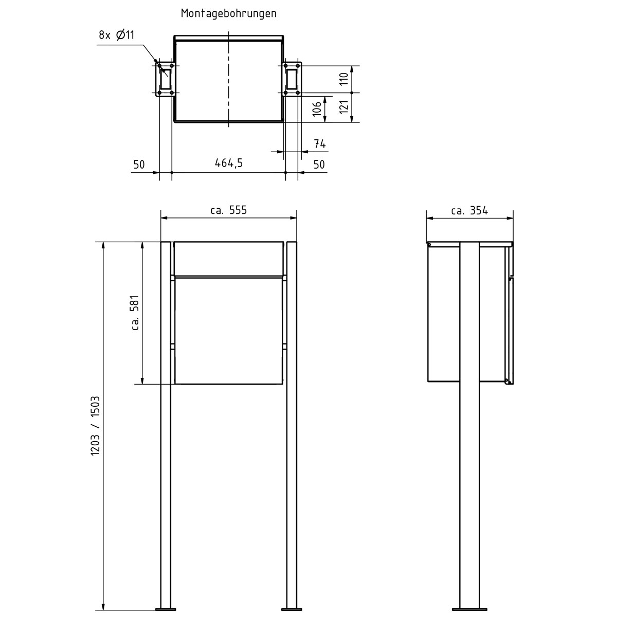 Freistehende Paketbox KANT Edition ST-Q - Design Elegance 2 - RAL 7016 anthrazitgrau