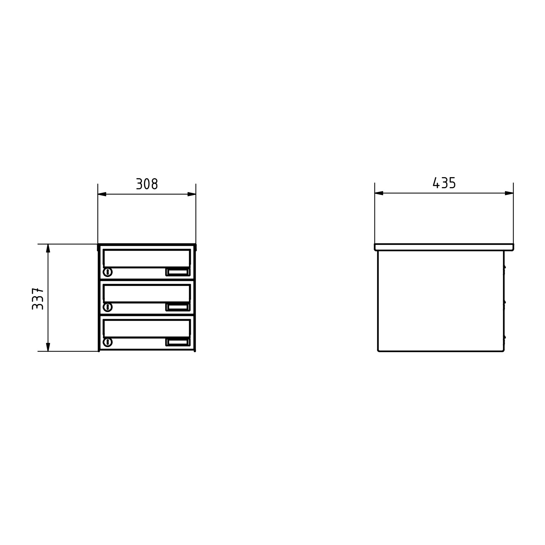 3er Aufputz Briefkastenanlage Design BASIC 385A-7016 AP - RAL 7016 anthrazitgrau