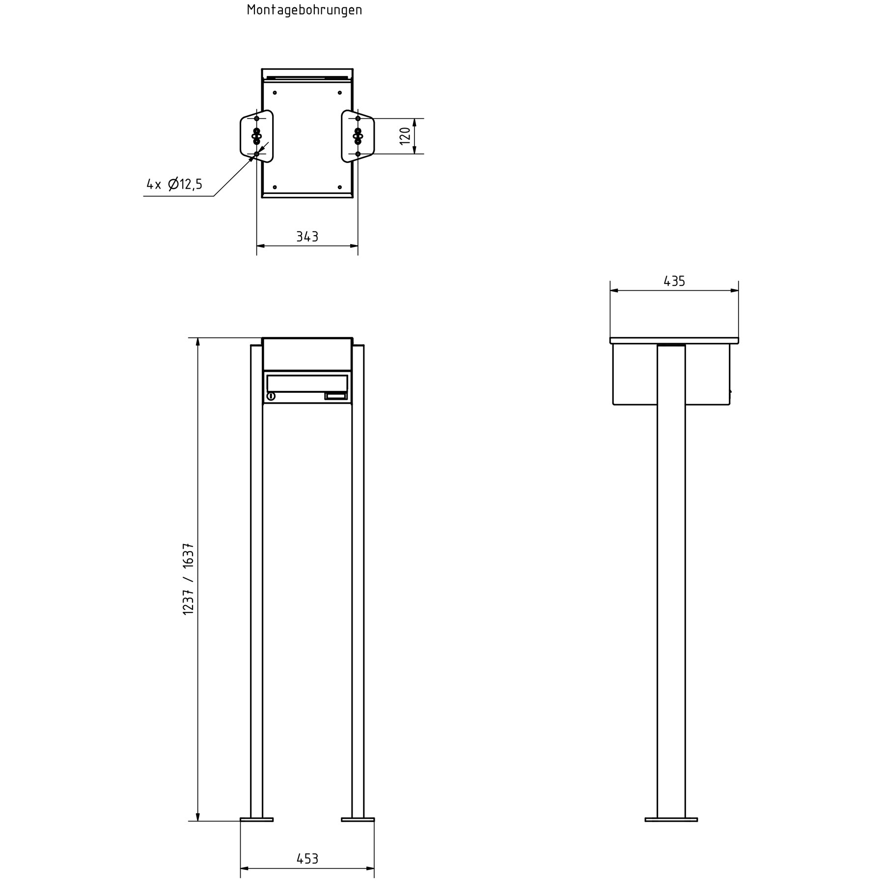 1er Edelstahl Standbriefkasten Design BASIC Plus 385 XP SP mit Klingelkasten - RAL nach Wahl