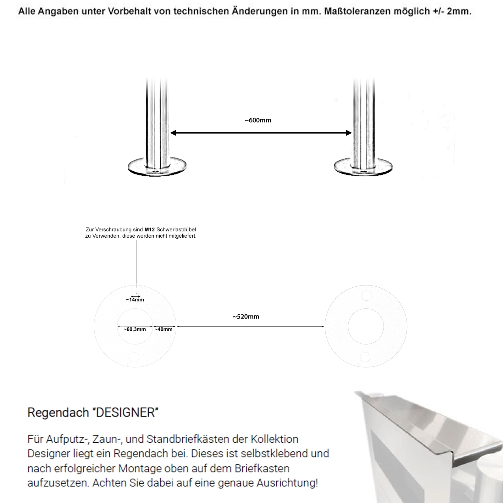 Edelstahl Standbriefkasten Designer Modell BIG - Clean Edition - Seitlich - RAL nach Wahl - INDIVIDUELL