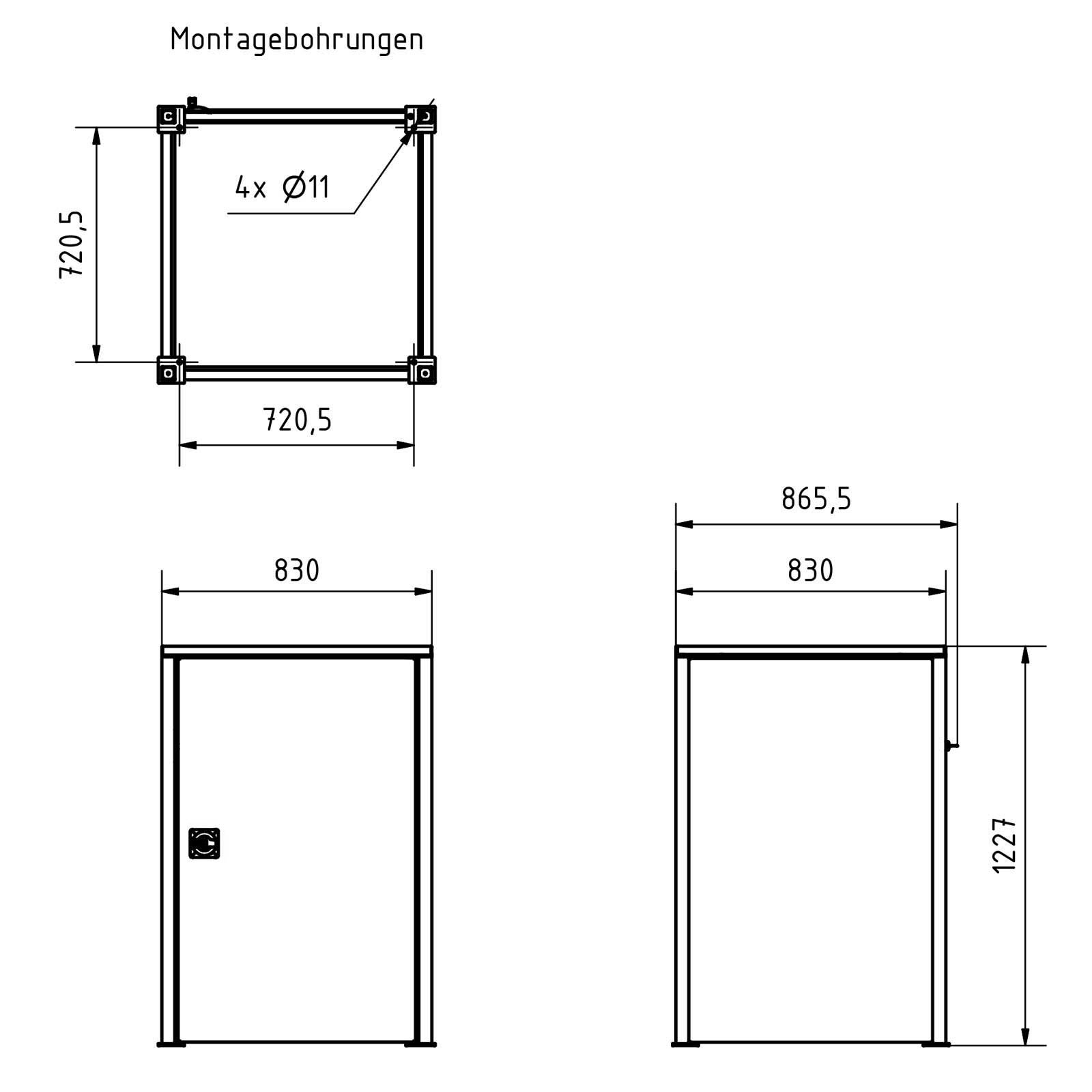 Mülltonnenbox BOXsystem BASIC 751V2 - RAL nach Wahl - 120-240 Liter