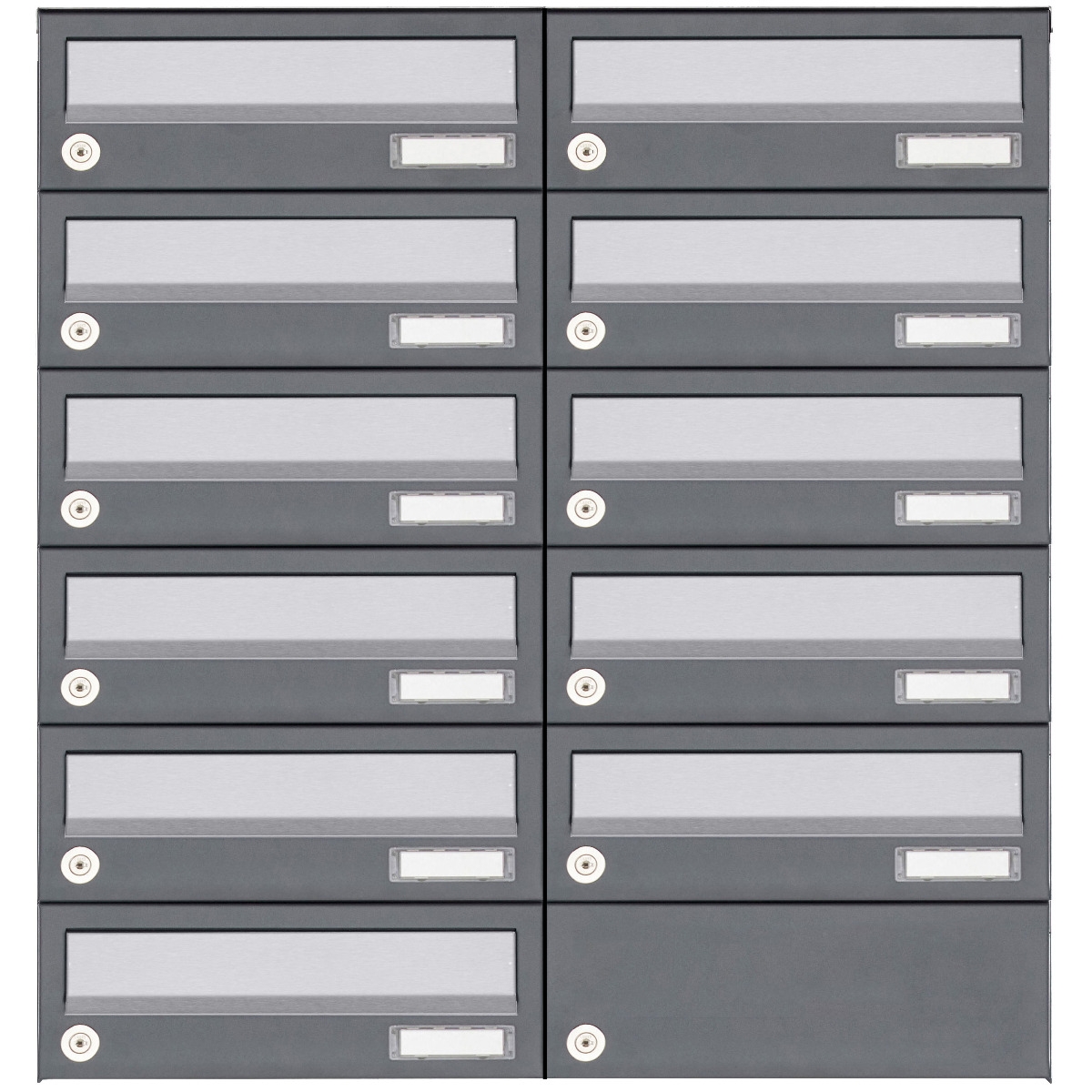 11er 6x2 Aufputz Briefkastenanlage Design BASIC 385A AP - Edelstahl-RAL 7016 anthrazit