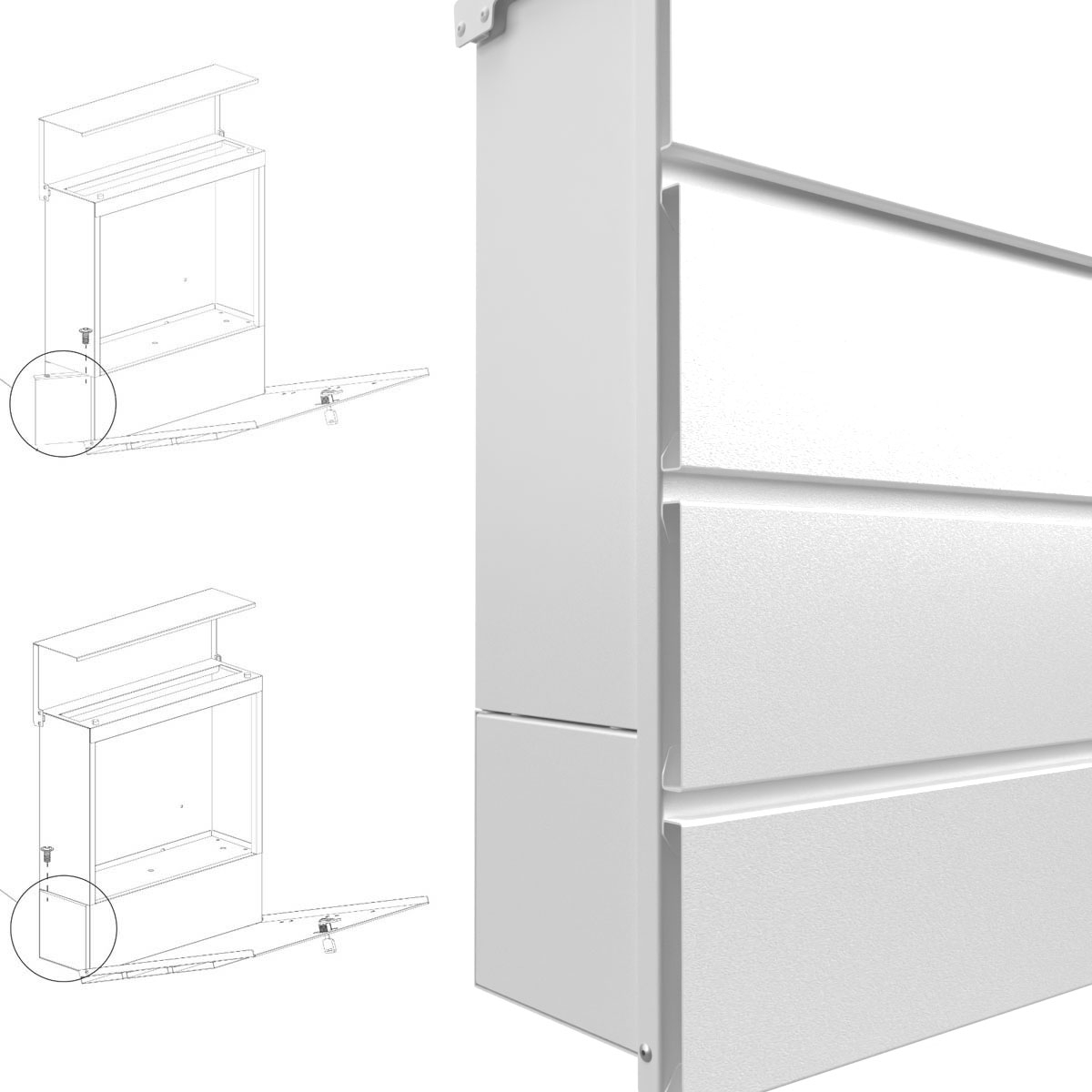 Briefkasten KANT mit Zeitungsfach - Design 1 - RAL 9016 verkehrsweiss