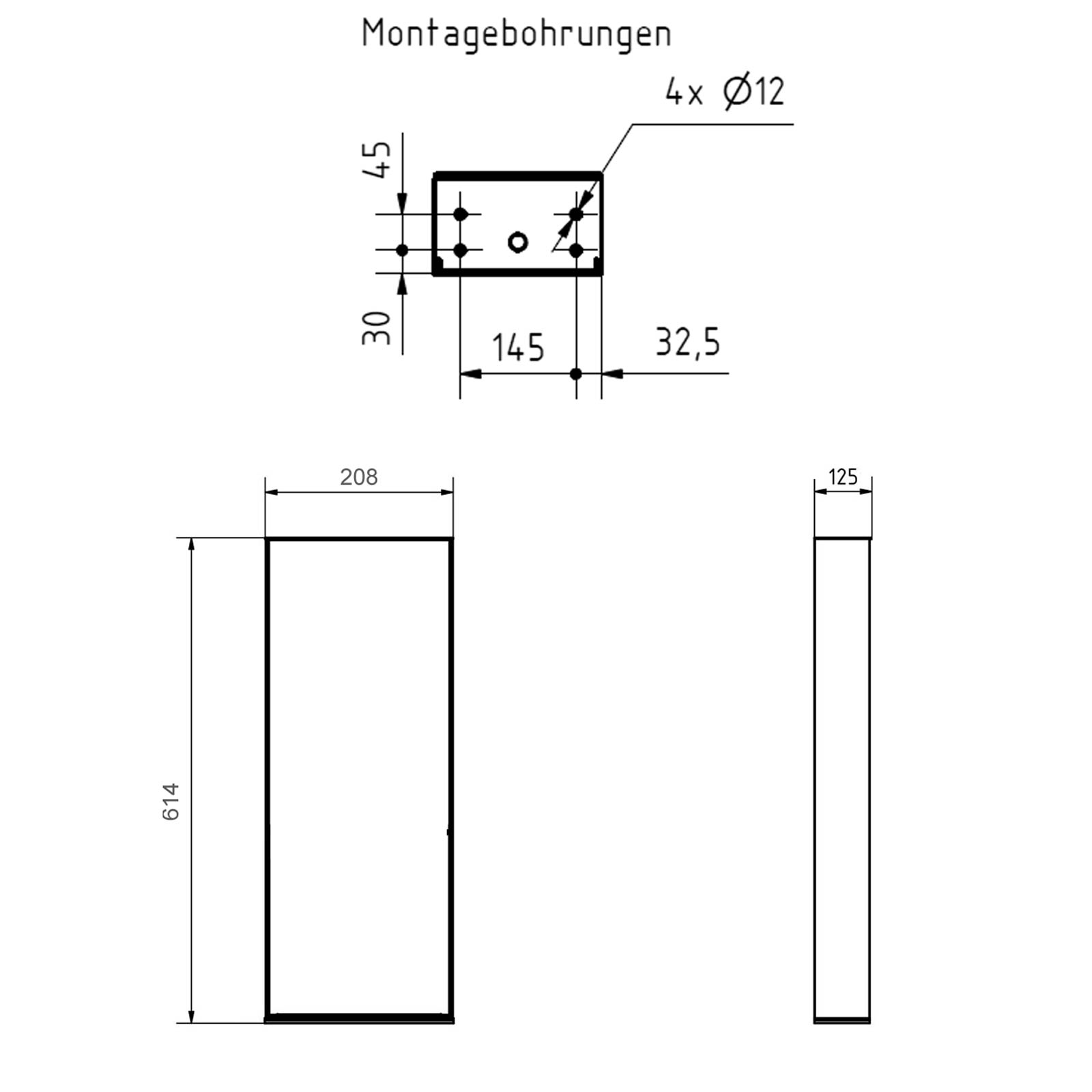 Design Steckdosensäule GOETHE 200x600 zur Standmontage - RAL nach Wahl