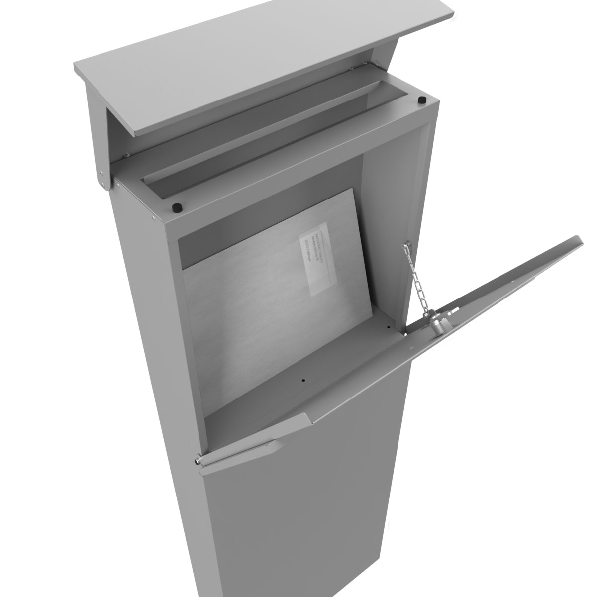 Standbriefkasten LESSING Edition mit Zeitungsfach - Design Elegance 1 - RAL 9007 graualuminium