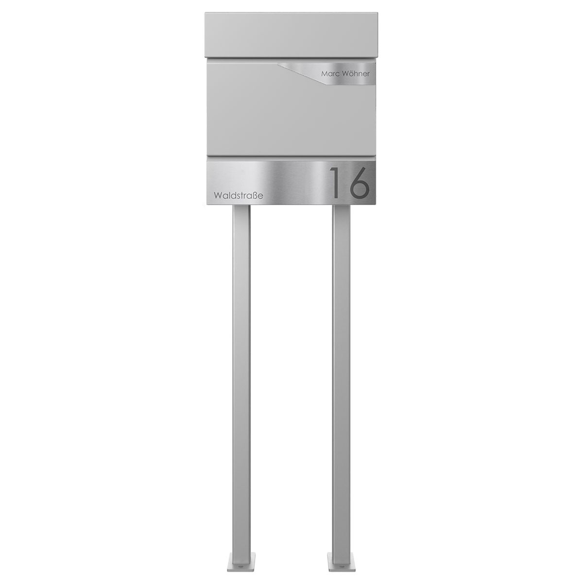 Standbriefkasten KANT mit Zeitungsfach -  Design Avantgarde 1 - RAL 9007 graualuminium