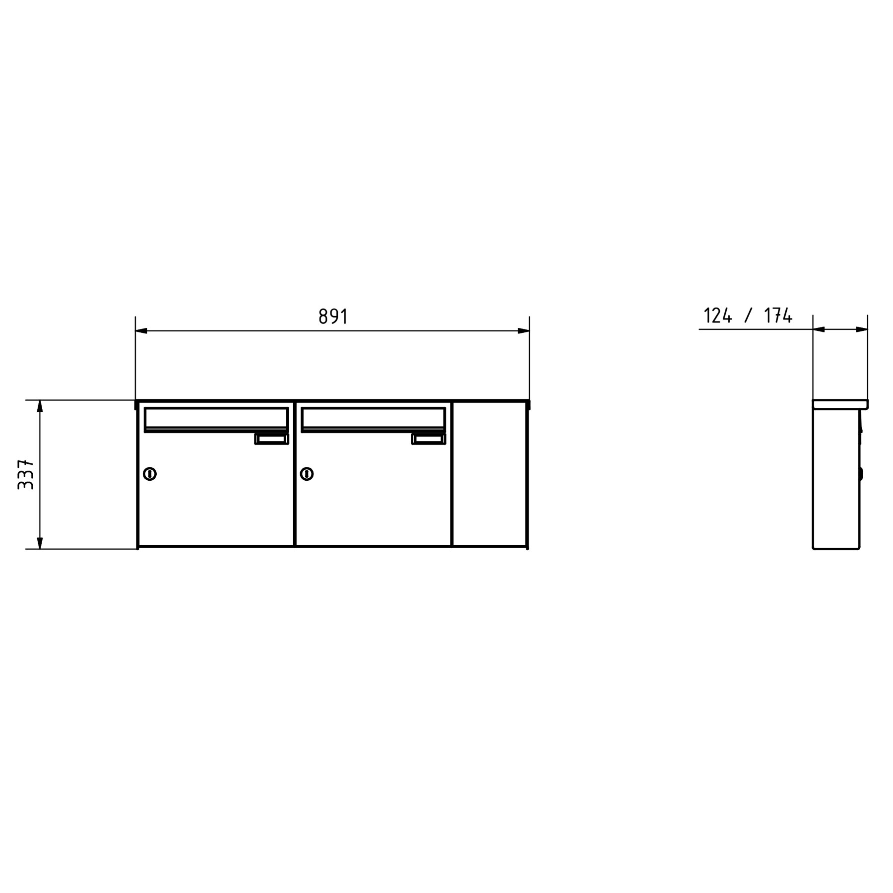 2er Edelstahl Aufputz Briefkasten BASIC Plus 382X AP mit Klingelkasten seitlich