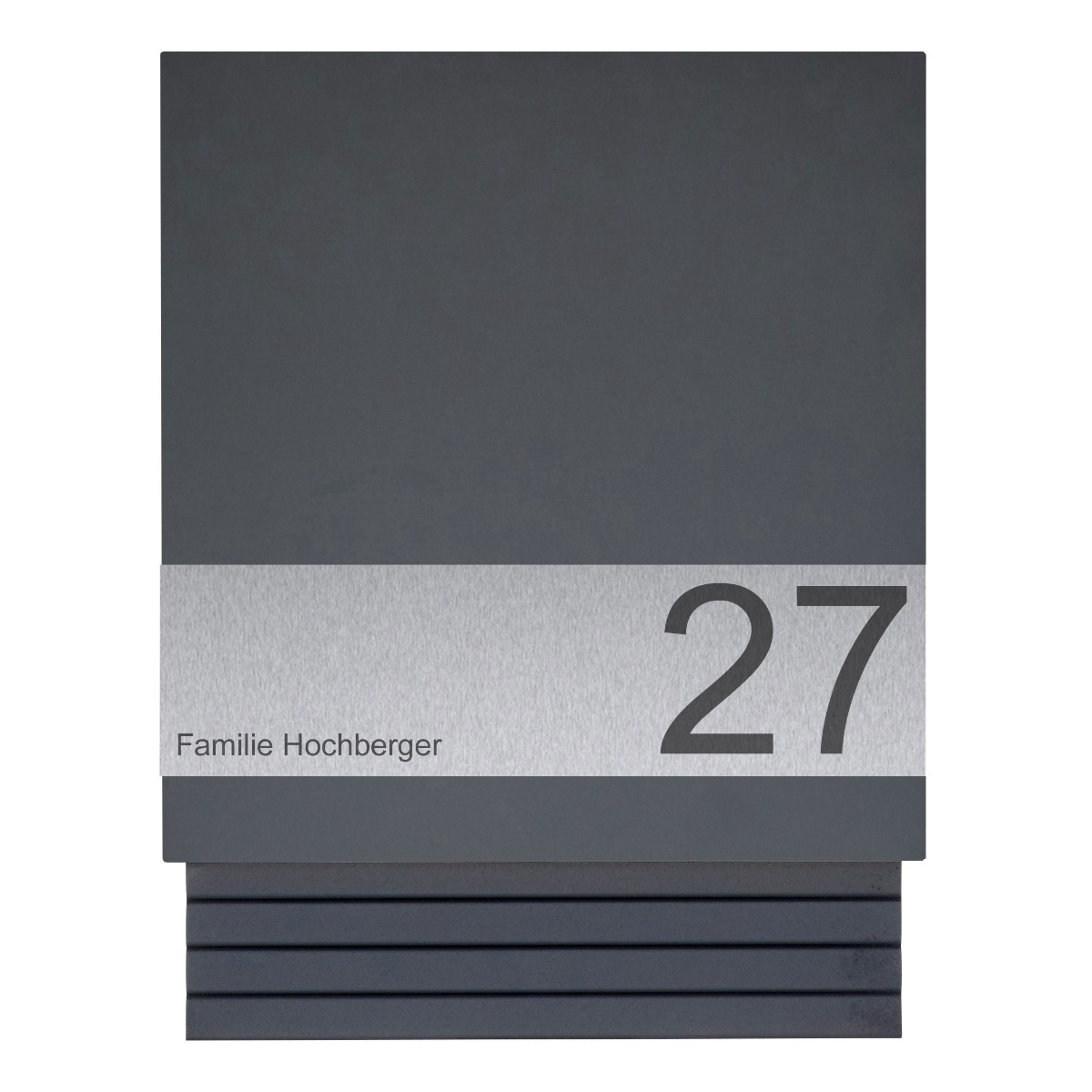 Design Standbriefkasten & Zeitungsfach SCHILLER SMALL VARS - RAL 7016 anthrazitgrau mit Edelstahlapplikation