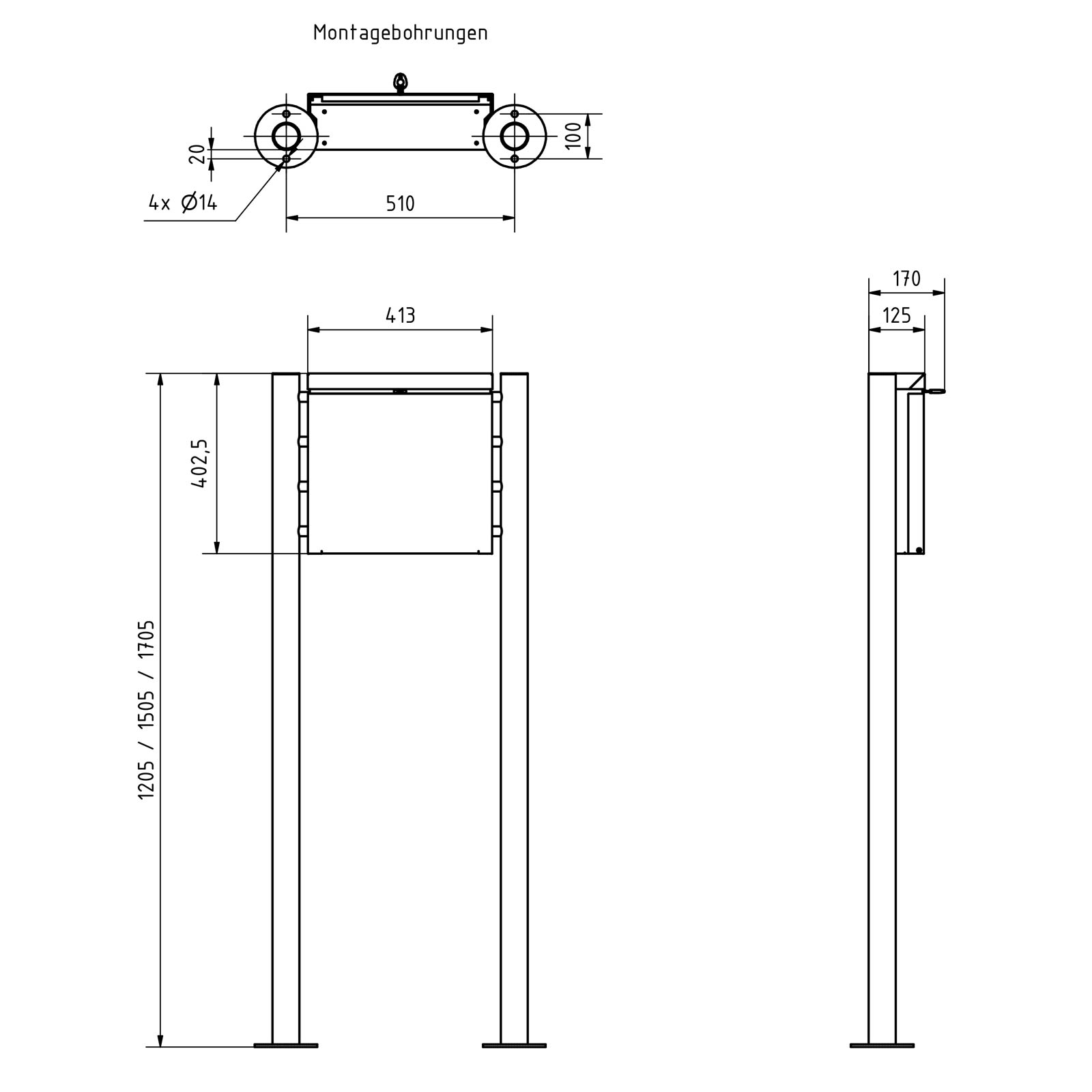 Design Standbriefkasten BRENTANO® ST-R - RAL 7016 anthrazitgrau