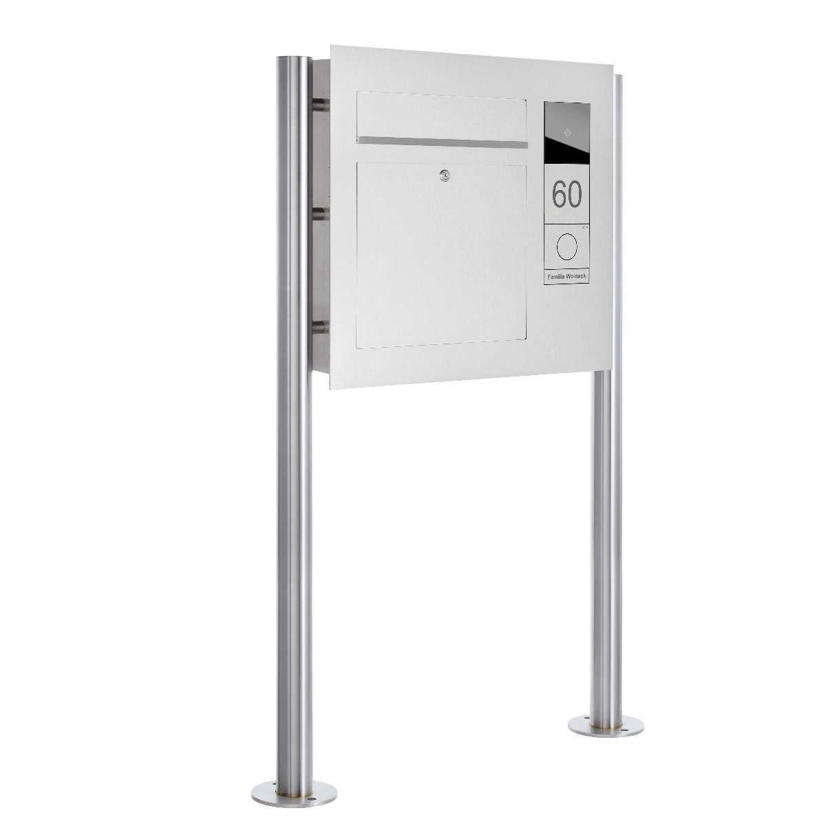 Edelstahl Standbriefkasten Designer Modell BIG ST-R - GIRA System 106 seitlich - 3-fach vorbereitet