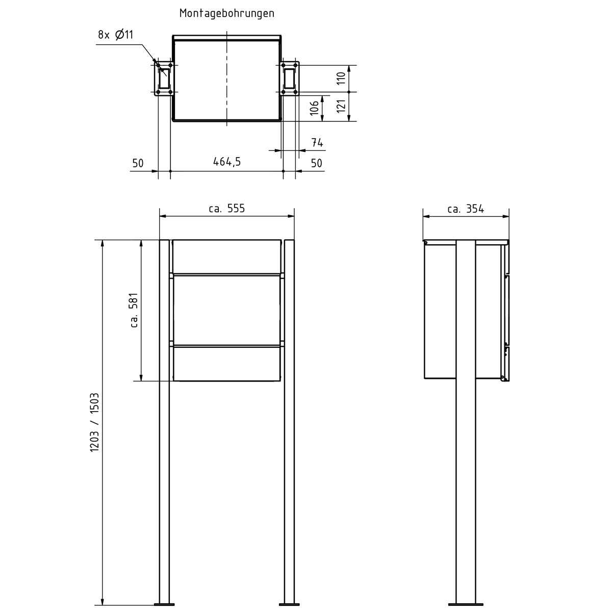 Freistehende Paketbox KANT Edition ST-Q - Design Elegance 4 - RAL 7016 anthrazitgrau