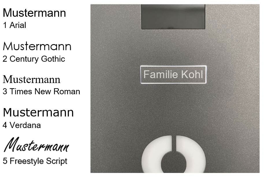 Namensschild/Klingeltaster, pulverbeschichtet mit Lasergravur