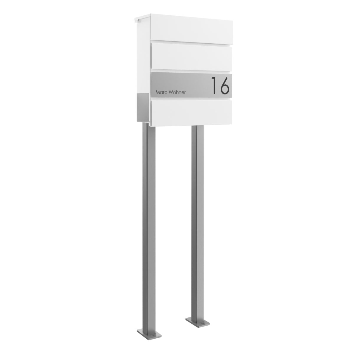 Standbriefkasten KANT Edition mit Zeitungsfach - Design Elegance 1 - RAL 9016 verkehrsweiß