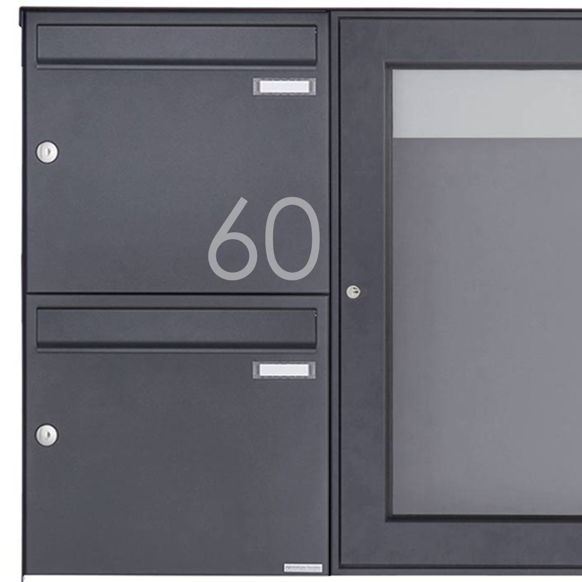 2er Aufputz Briefkasten mit Schaukasten BASIC Plus 389X ST-R - 710x660 - RAL nach Wahl