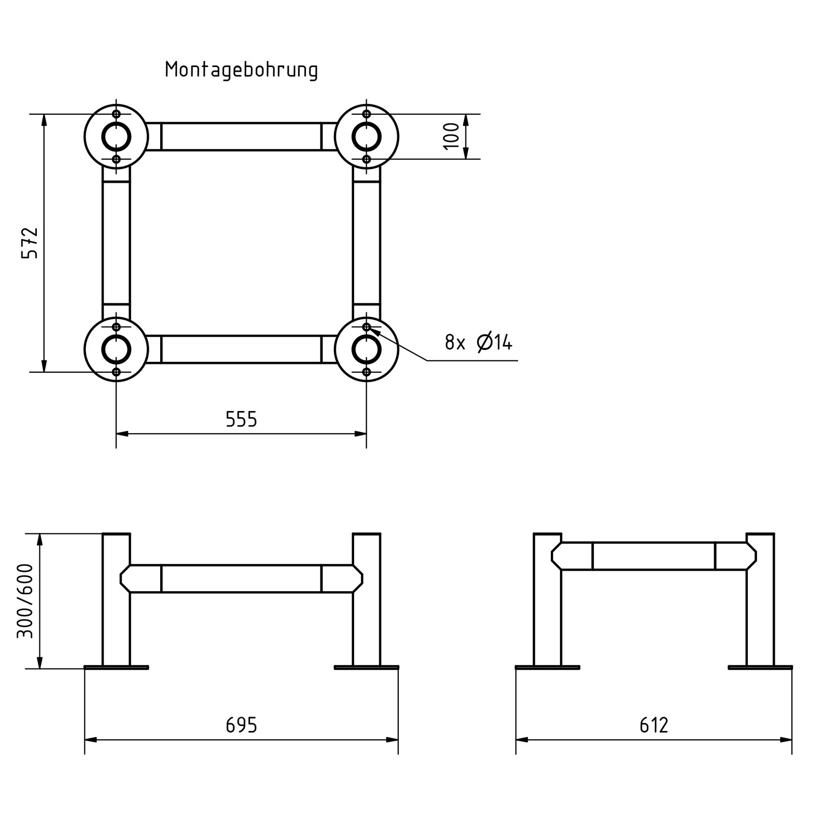 Rammschutz 672 ST-R - passend für Säulen & Stelen - Edelstahl V2A geschliffen