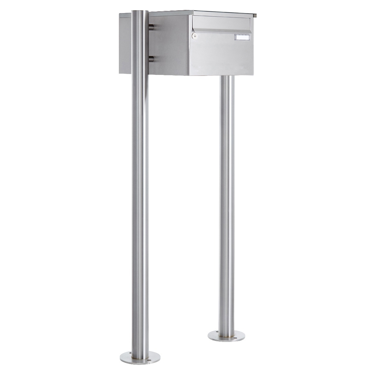 1er Edelstahl Standbriefkasten Design BASIC Plus 385 220 X ST R - Edelstahl V2A