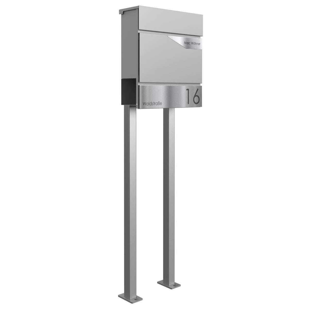 Standbriefkasten KANT mit Zeitungsfach -  Design Avantgarde 1 - RAL 9007 graualuminium