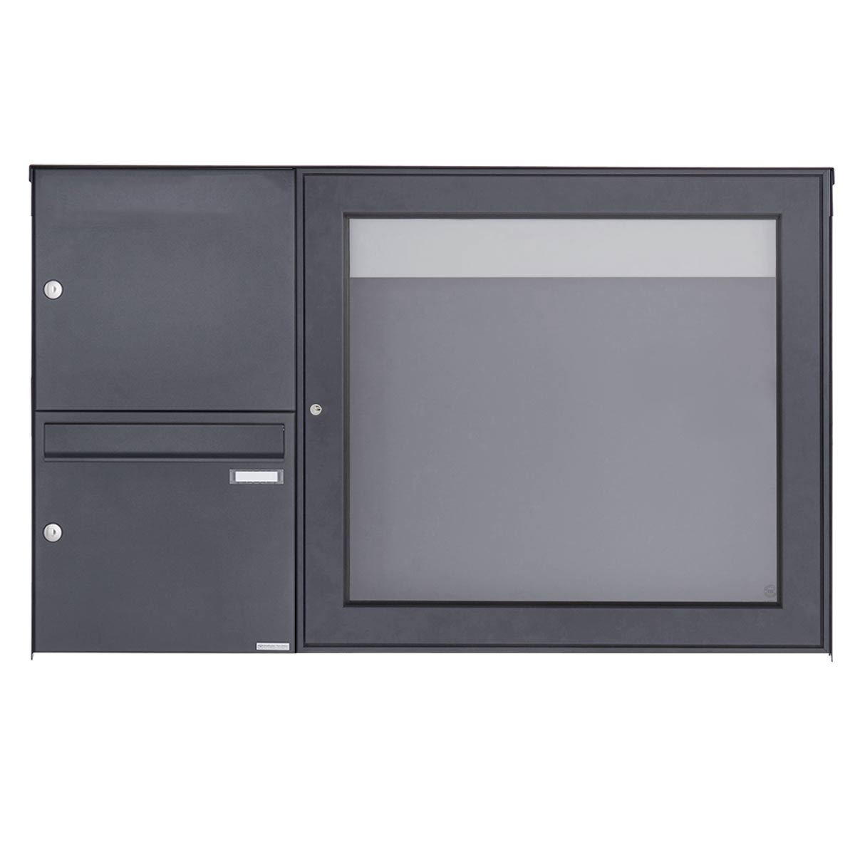 Aufputz Briefkasten mit Schaukasten BASIC Plus 389X ST-R - 710x660 - RAL nach Wahl