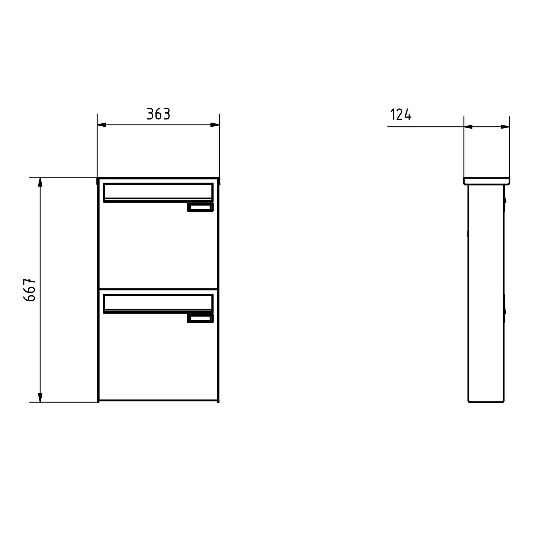 2er 1x2 Edelstahl Zaunbriefkasten BASIC Plus 382XZ - Entnahme rückseitig