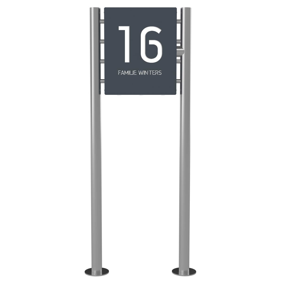 Schild freistehend BASIC 390BL - 400x480 - Hausnummer und Beschriftung beleuchtet