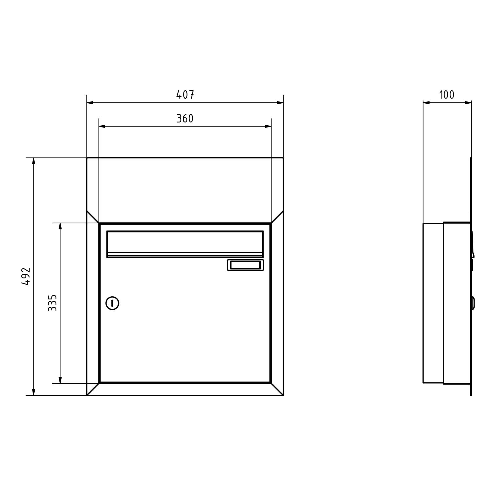 1er Unterputz Briefkastenanlage BASIC - Edition NELLY - BI-Color VA-RAL 7016 anthrazitgrau