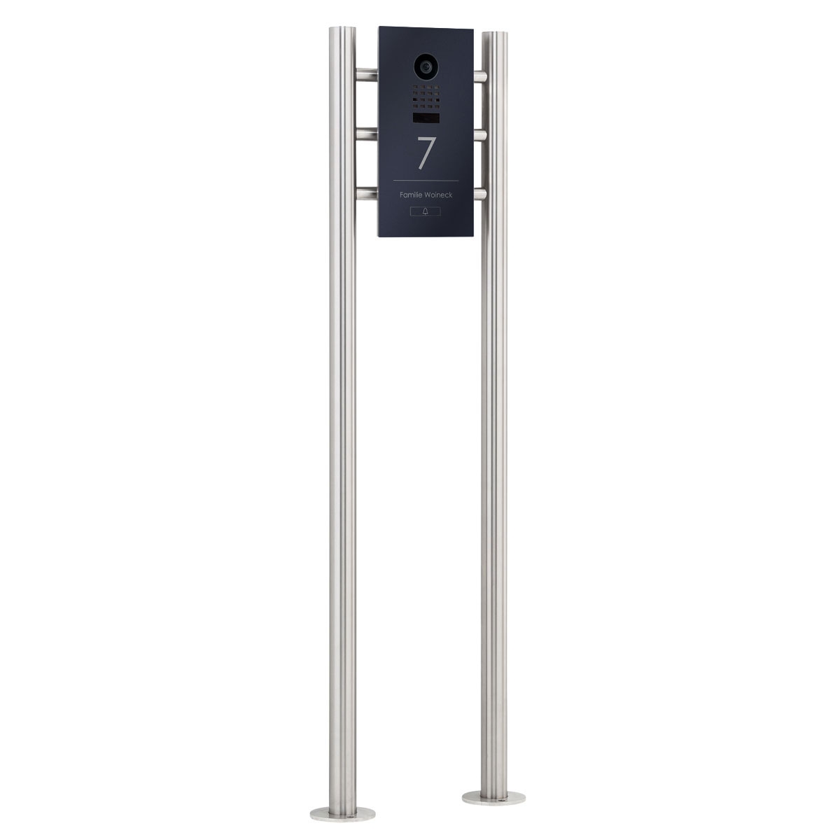 Edelstahl Video Stele DESIGNER 529S ST-R Elegance I mit DoorBird D1100E - RAL nach Wahl