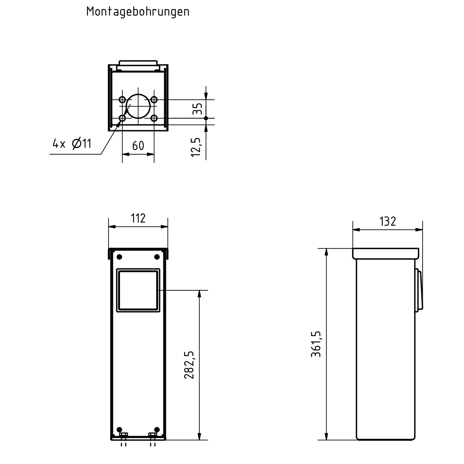 Steckdosensäule Energiesäule BASIC 372 zur Standmontage - Vorbereitet - Edelstahl pulverbeschichtet