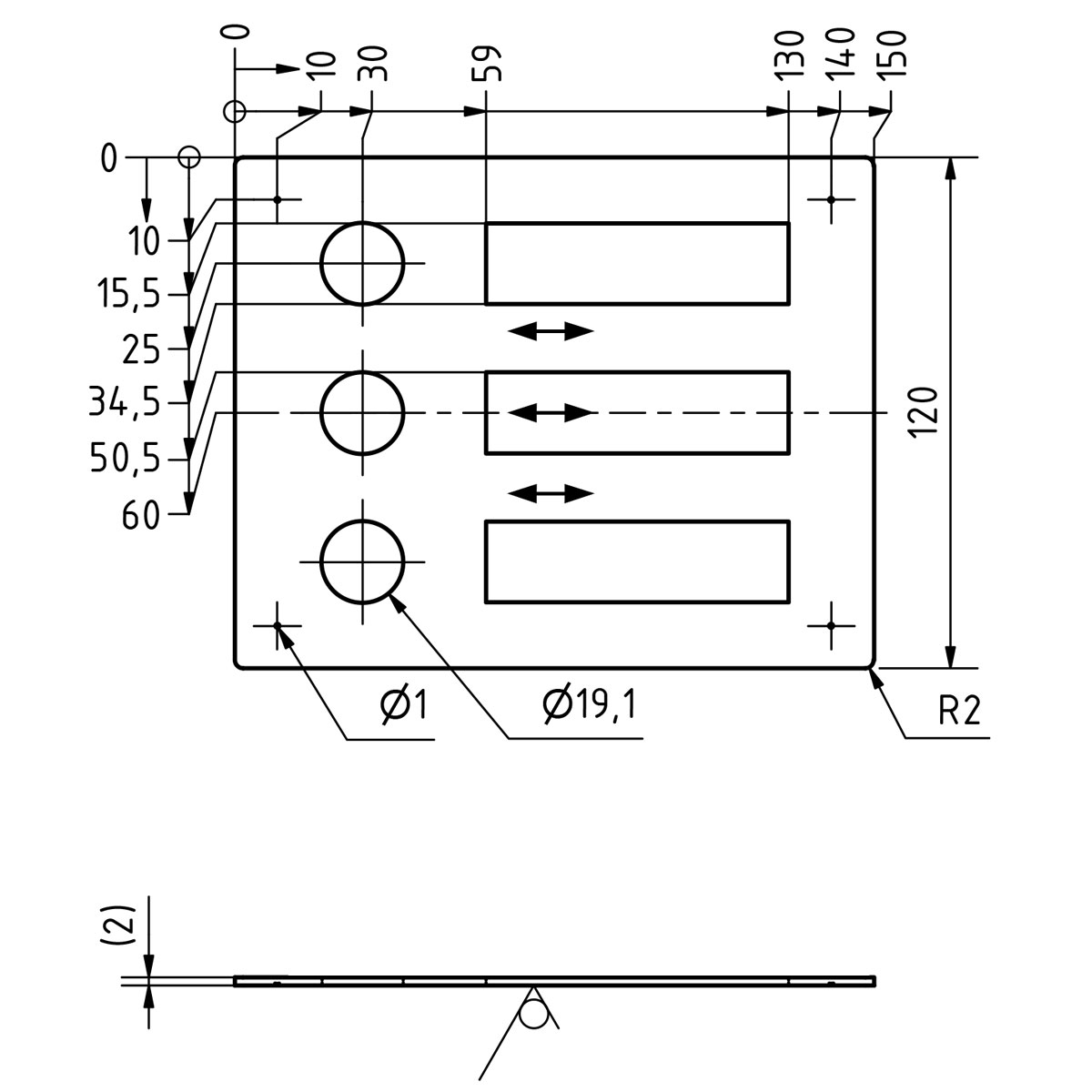 Edelstahl Klingelplatte 150x120 BASIC 421 pulverbeschichtet mit Namensschild - 3 Parteien